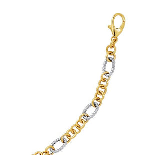 14K Two-tone Gold Alternating Twisted Oval Rope Link Chain (LK181)