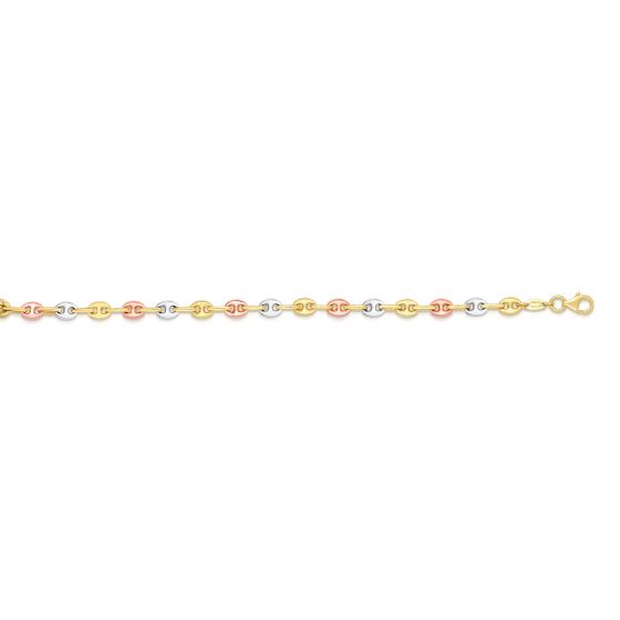 14K Tri-color Gold Puffed Mariner Link Chain (RC1050)