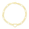 14K Heart Figaro Chain Bracelet (RC13669)