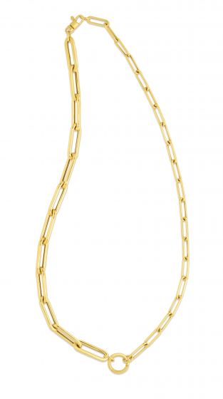 14K Gold Mixed Gauge Paperclip Necklace (RC14307)