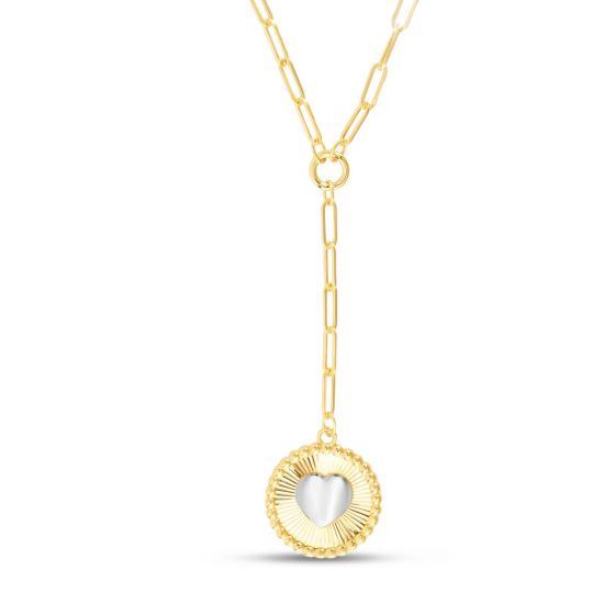 14K Gold Heart Two-tone Medallion Necklace (TRC14315)